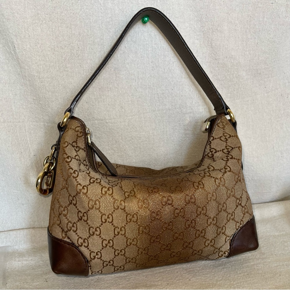 🎭 SOLD 🎭 GUCCI Brown / Gold Ombre GG Canvas Bamboo Hobo Shoulder Bag